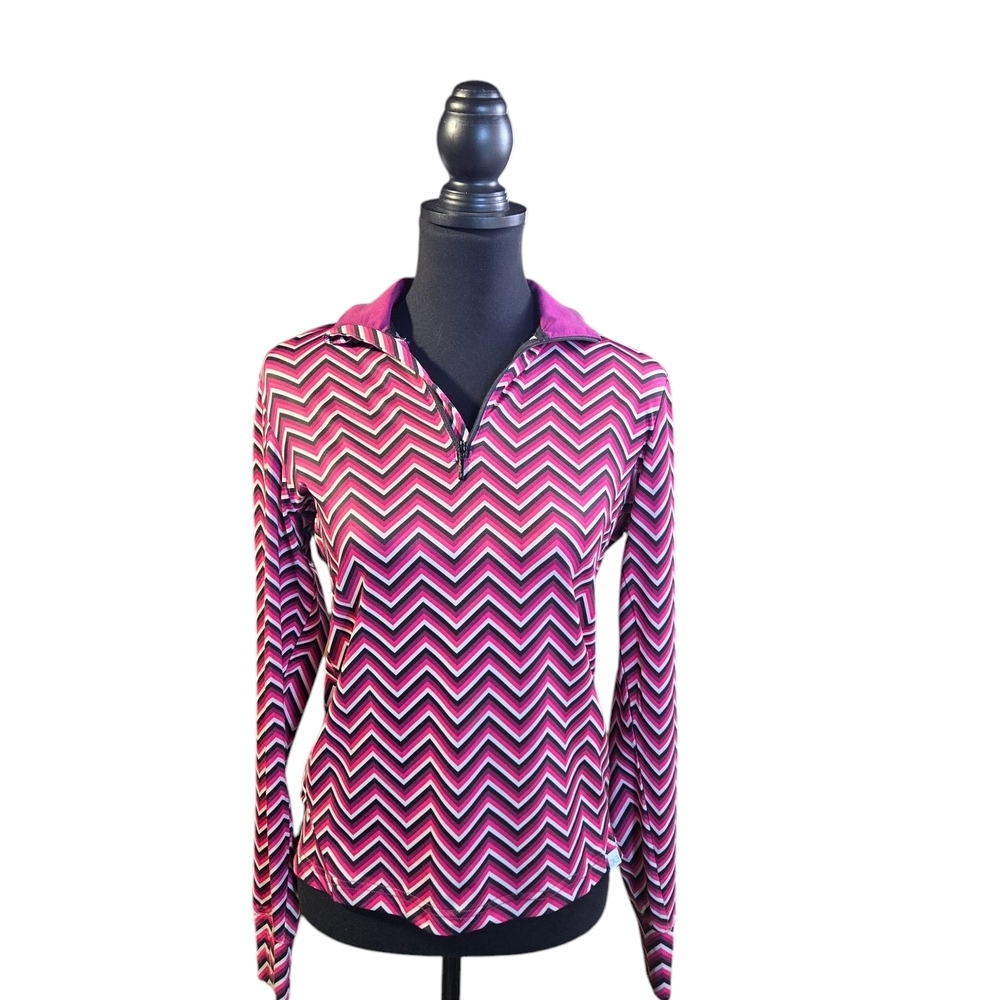 Chevron Patterned Pink and Purple Women's Top GG Blue Sz S